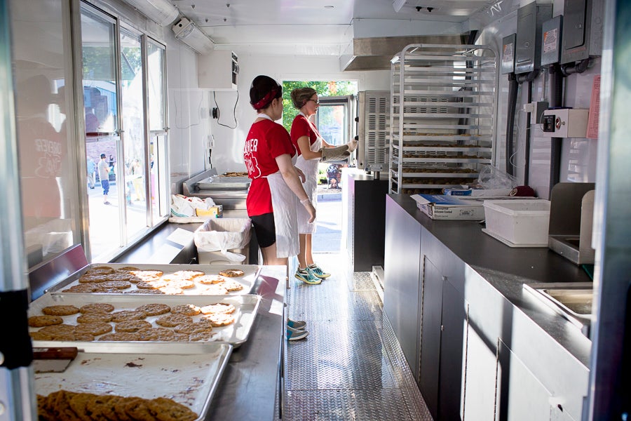 The truck is outfitted with two convection ovens, a refrigerator and a freezer; it's surprisingly spacious. Food_Truck_Debut-5