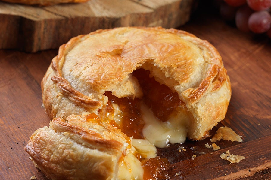 Brie baked in puff pastry