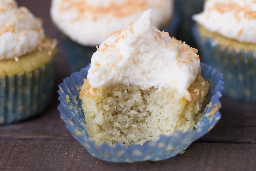 Vanilla Coconut Flour Cupcakes via @kingarthurflour