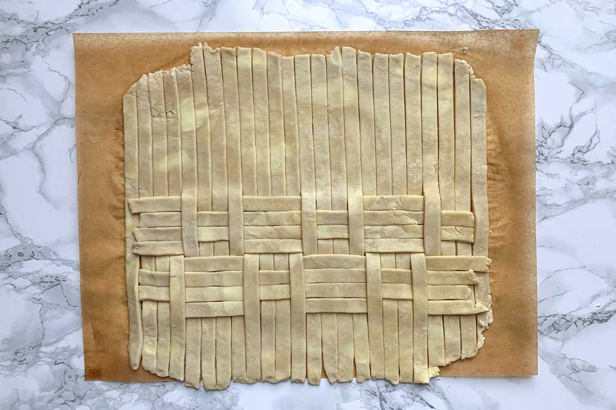 Same dough as previous image, with all vertical sheets unfolded