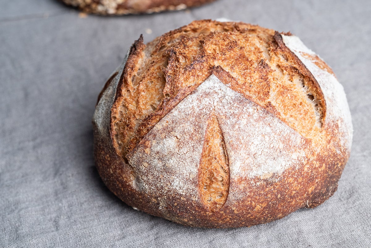 Dough scored straight-on 