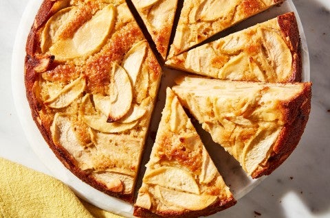 Mostly Apples Apple Cake cut into slices - select to zoom