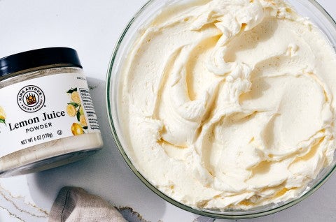 A bowl of Lemon Buttercream Frosting - select to zoom