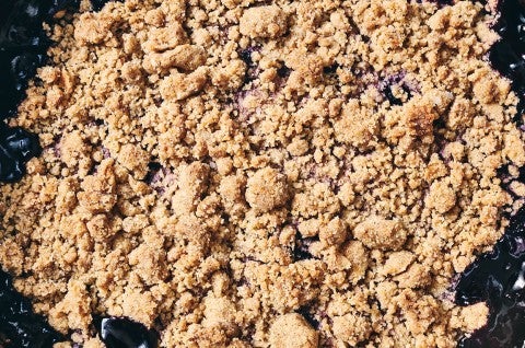 Topping on a Blueberry Crisp seen from above - select to zoom
