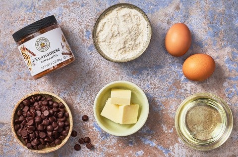 Ingredients to make Easy Chocolate Chip Muffins - select to zoom