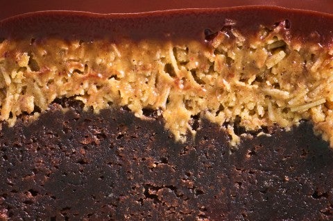 Detailed shot of a Dubai Chocolate Brownie - select to zoom