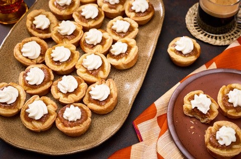 Mini Pumpkin Pies arranged no plates - select to zoom