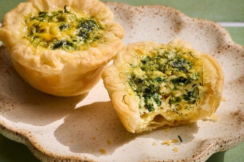 Close up of Mini Quiche to show the interior and flaky crust - select to zoom