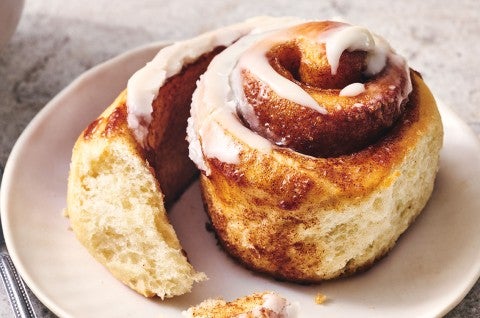 Side view showing the interior or a Sourdough Cinnamon Roll - select to zoom