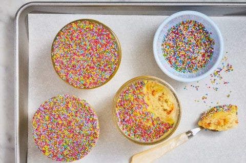 dot cakes with a bit taken out