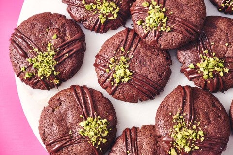 Dubai Chocolate Cookies arranged on a white plate - select to zoom