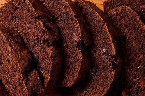Slices of Double Chocolate Zucchini Bread - select to zoom