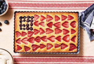 Super-Simple Strawberry Cake made into a Flag
