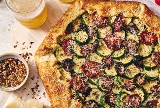 Savory Zucchini Galette on a counter seen from above