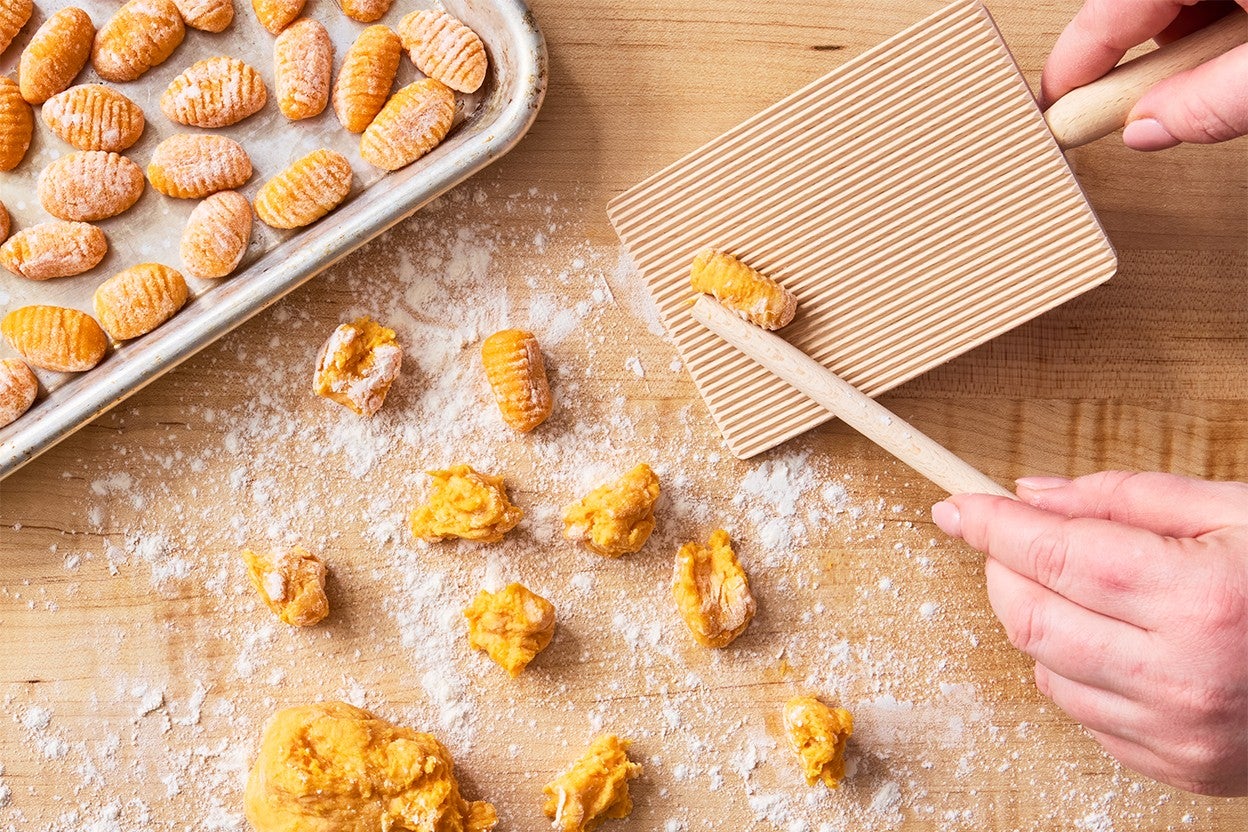 Rolling out Sweet Potato Gnocchi