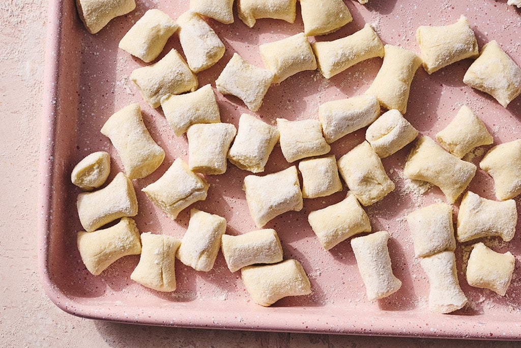 Gnocchi pillows on a tray