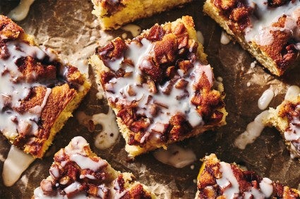Pieces of Apple Fritter Cake on a counter