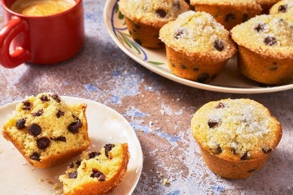 Easy Chocolate Chip Muffins on a counter
