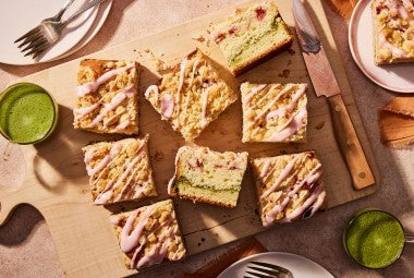 Strawberry Coffee Cake with Matcha Filling