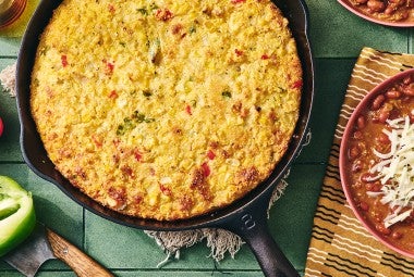 Sopa Paraguaya in a cast iron pan
